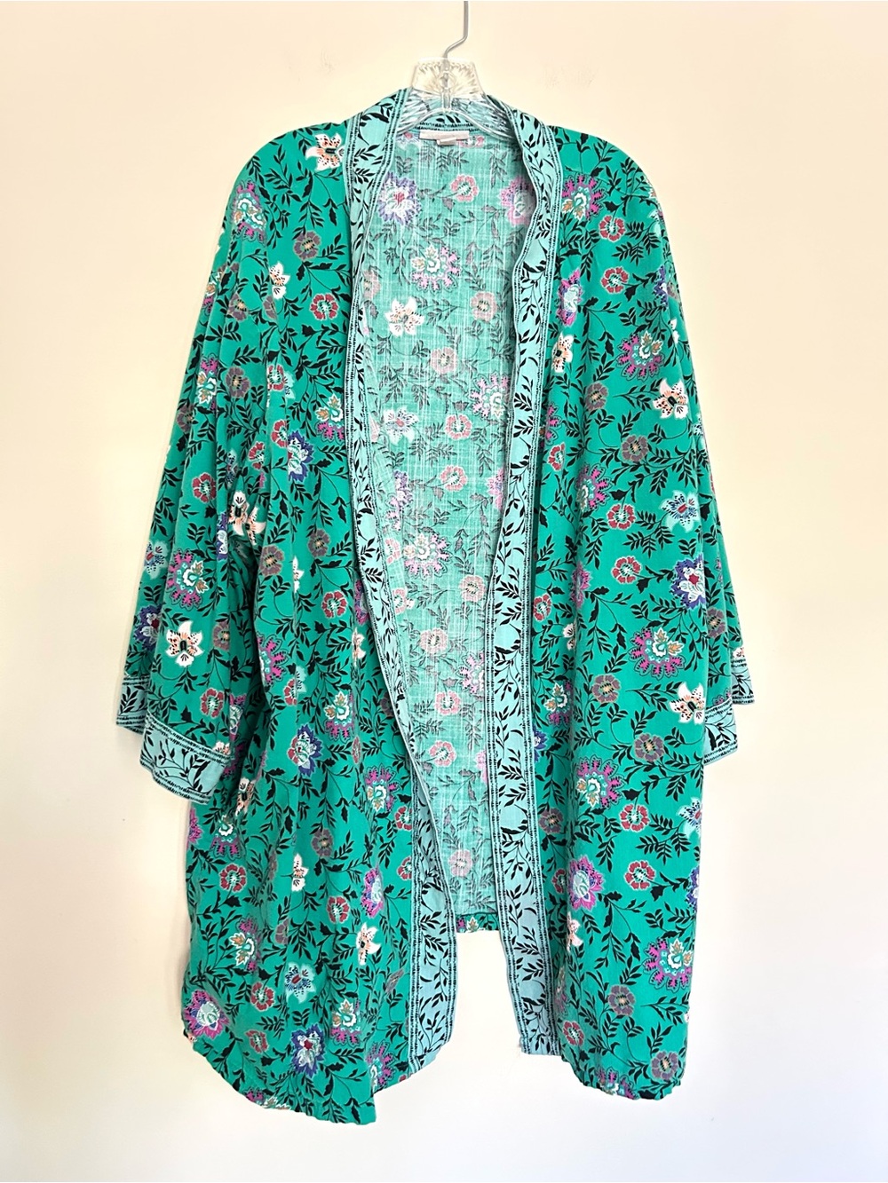 ♦️Knox Rose Teal Green Floral Lightweight Open Kimono